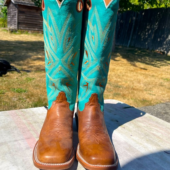 Tony Lama Turquoise Cowboy Boots - Picture 1 of 10